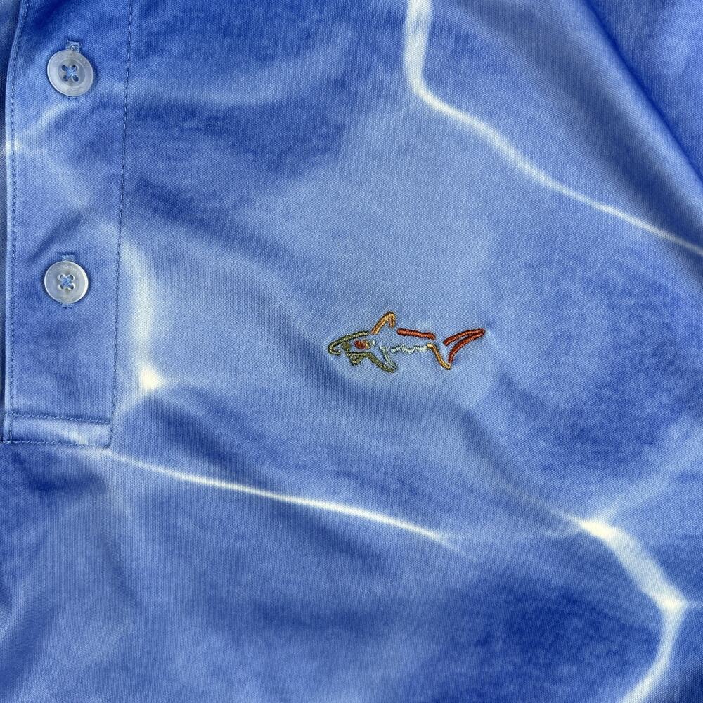 Greg Norman For Tasso Elba Men's Shirt Short Sleeve Golf Blue Size Medium Water - Picture 8 of 9